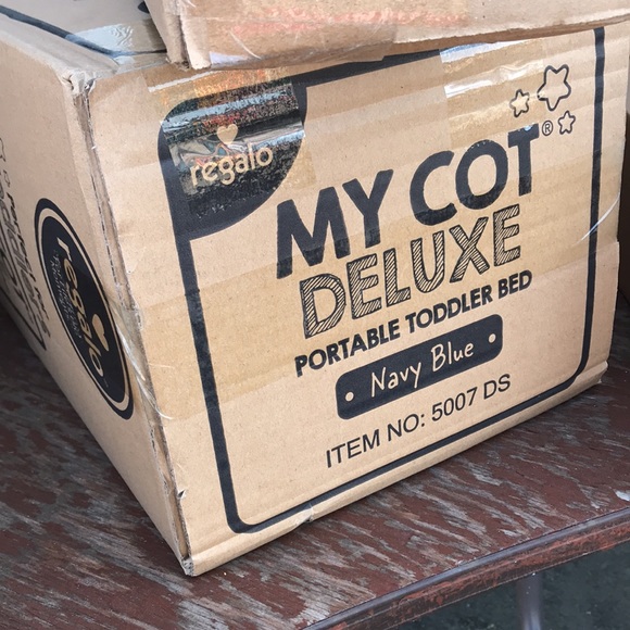 Home - New MYCOT Blue Portable Toddler Bed with Built in Pillow - Picture 2 of 3